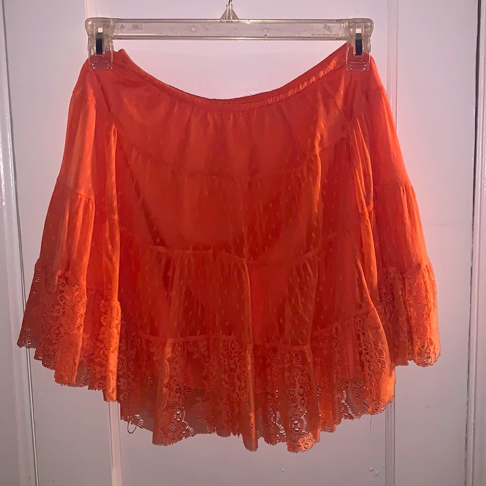 Free People Coral Lace Skirt